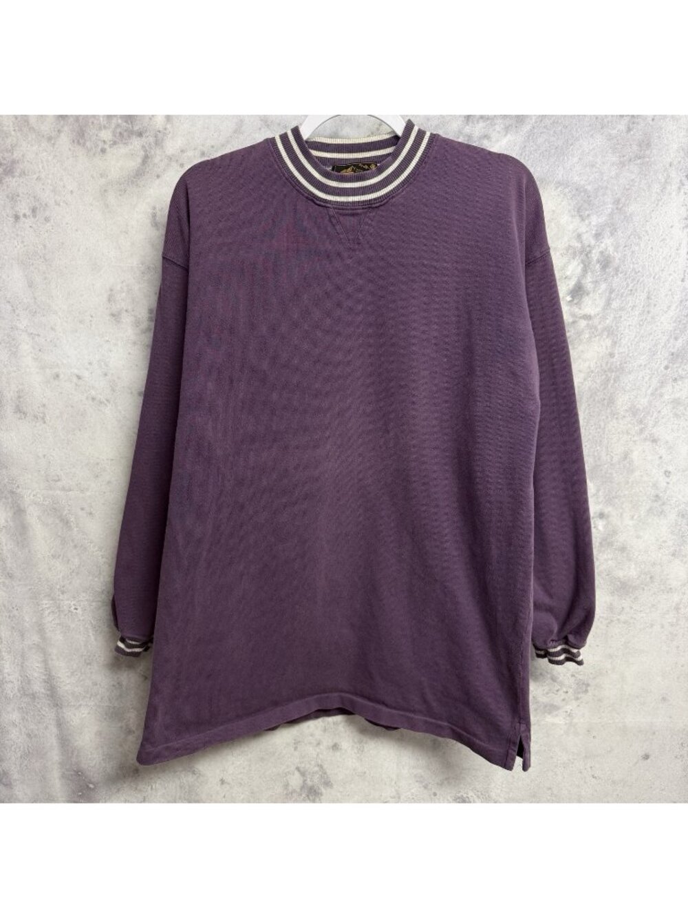 Vintage Eddie Bauer Mens Sweatshirt Purple Striped Crew Neck Collar Medium